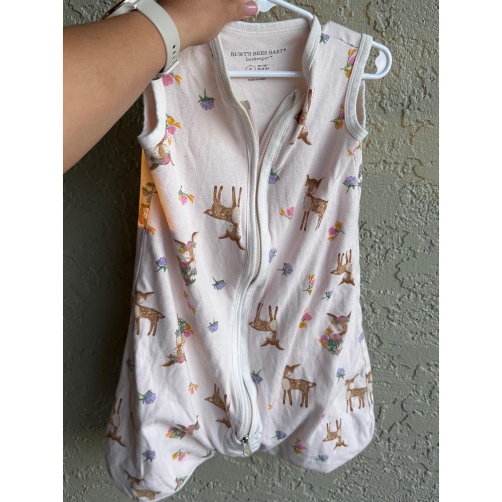 Burt's Bees Baby Beekeeper Sleep Sack M 6-12M Pink Deer‎ Floral Organic